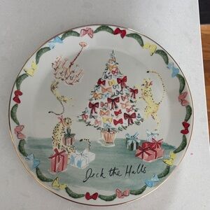 Anthropologie Holiday Plate with Festive Design